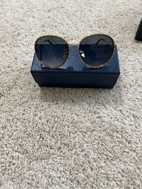 Louis Vuitton Gold Round Sunglasses with Dark Lenses